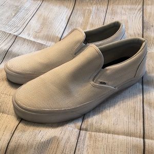 Vans Slip On Leather Perf Skate Shoe- White.